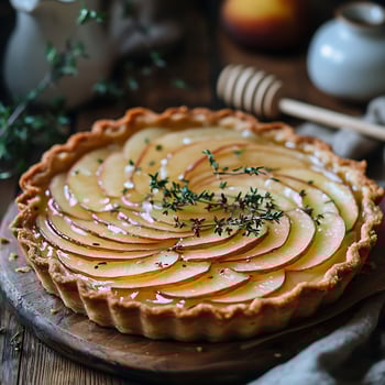 A Sweet Slice of Apple Tart with Honey and Thyme. photo
