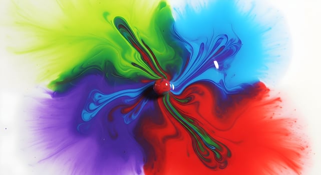 Ultra-detailed macro of colorful paint drops blending on canvas with natural lighting and crisp edges, creating a stunning abstract liquid background with no blur and no human elements photo