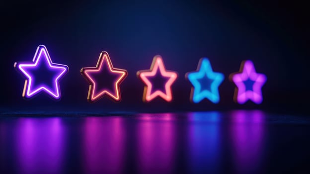 Neon Glowing Stars A Five-Star Rating Concept photo