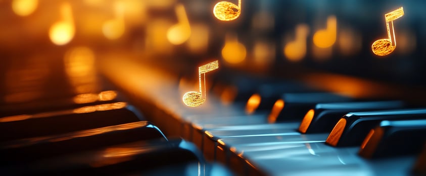 Piano Keys Music Notes Concert Glow Stage photo