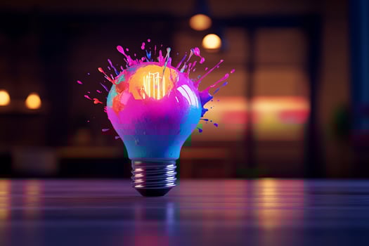 Colorful Lightbulb Explosion Studio Desk photo