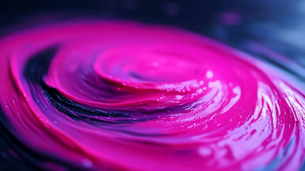 Pink black paint swirls mixing closeup dark background design photo