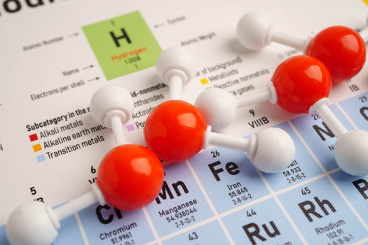 Molecules chemical on a periodic table backgr photo
