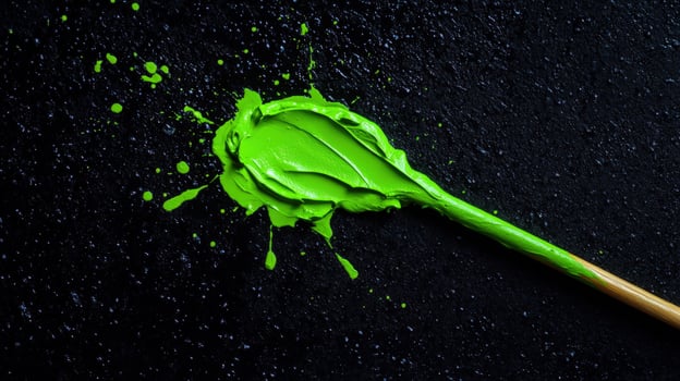 Green paint splattered dark background studio shot art photo