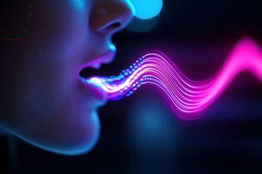 Woman's voice data stream night digital AI photo