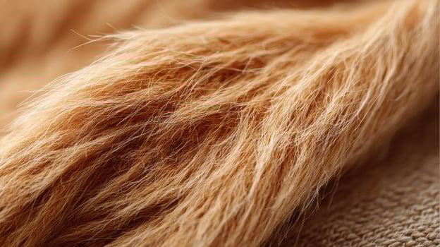 Close-Up Of Soft Orange Fur Texture. Warm And Cozy Fabric Detail For Textile Design photo