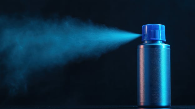 Spray bottle misting dark studio blue light product demo photo