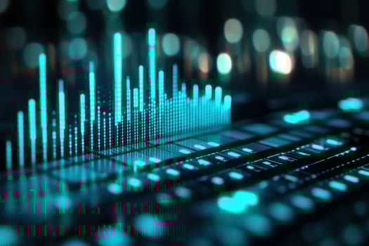 Digital audio equalizer city lights background photo