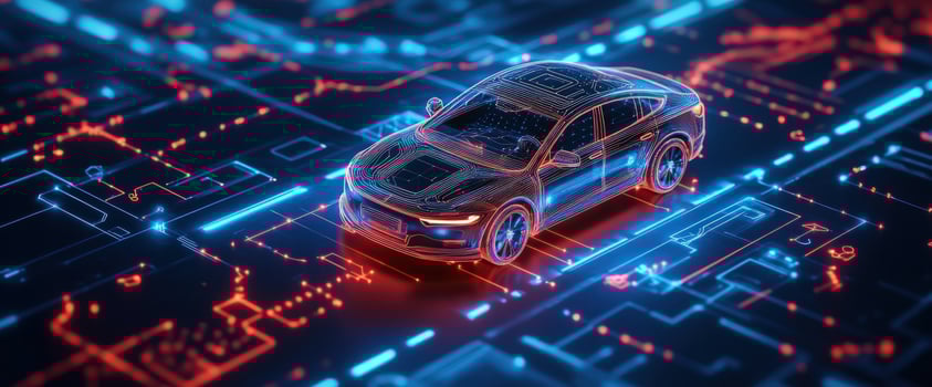 Digital Car on Circuit Board Tech Background photo