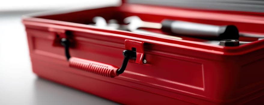 Red toolbox tools workspace repair background photo