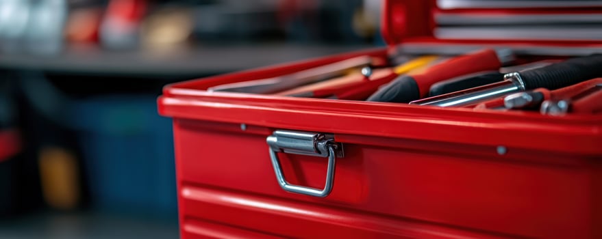 Red toolbox tools workshop garage repair photo