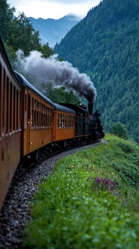 Steam train mountain valley scenic travel journey photo