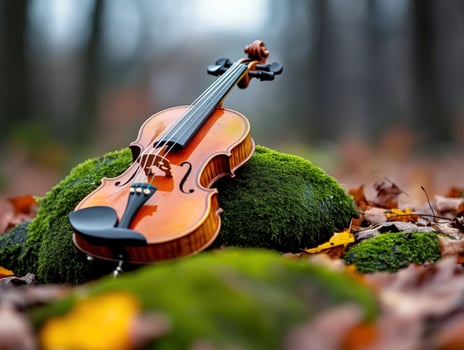 Autumn forest background nature music concept photo