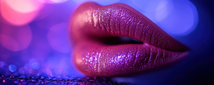 Glittery lips, bokeh background, close-up, glamour photo