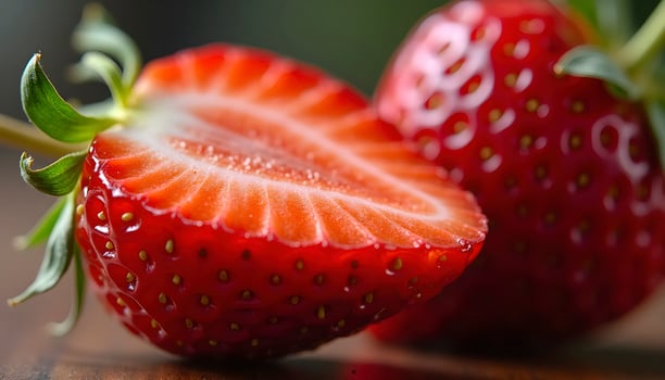 Ultra Realistic 4K Freshly Sliced Cross Section Strawberry photo