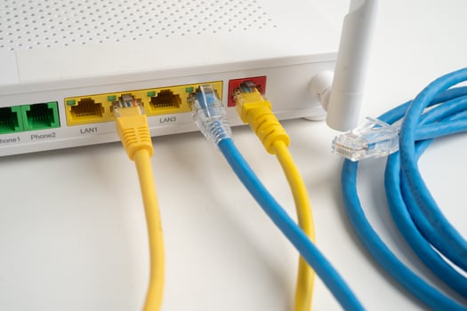 Ethernet cable with wireless router internet service photo