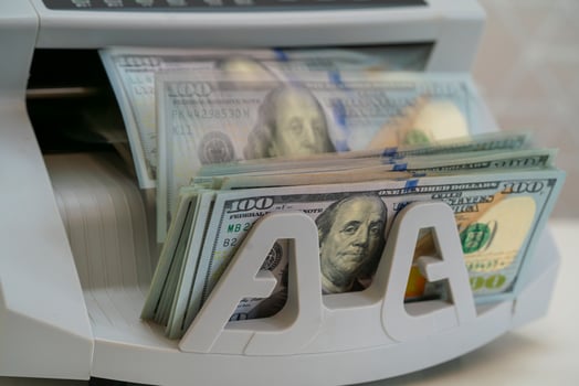 Currency Counting Machine at a Financial Institution photo