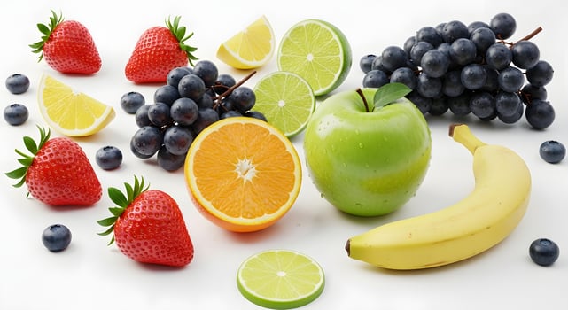 Fresh Fruit Platter Apples, Bananas, Berries photo