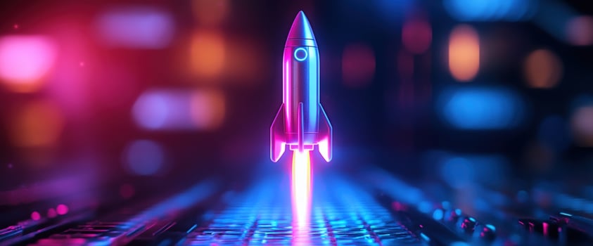 Neon Rocket Launching from Keyboard photo