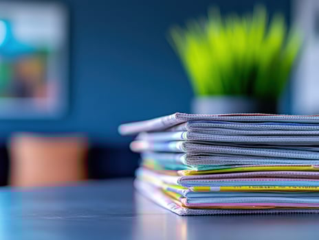 Office Desk Stacked Magazines Home Decor photo