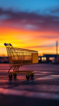 Sunset Shopping Cart Parking Lot Retail Dusk photo