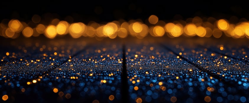 Glittering dark wood texture, bokeh lights background, festive backdrop photo