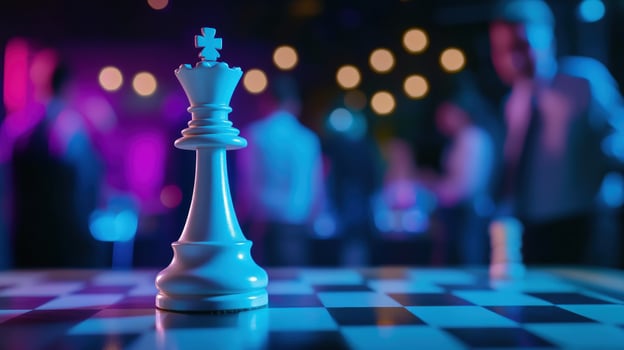 White King Chess Piece, Nightclub Party Background photo