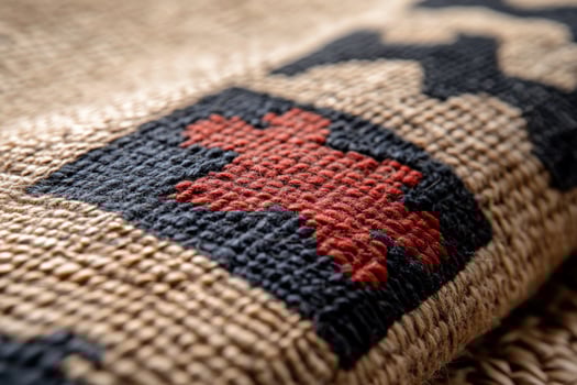 Closeup rustic rug texture, folded, detail, studio photo