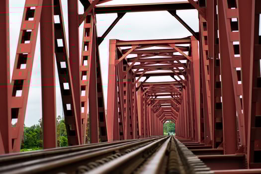 A red rail bridge photo