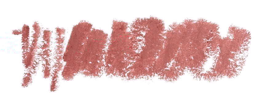 Strokes applied with brown lipstick, jagged edges, isolated background. photo