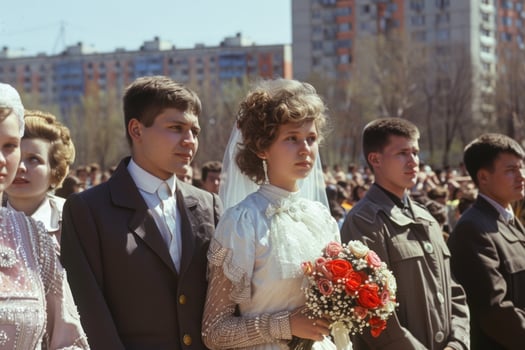 A wedding ceremony in moscow, russia, in the early 1960s photo