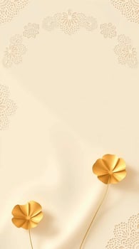 Elegant Golden Floral Design on Cream photo