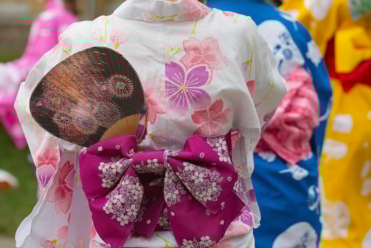 Woman in a beautiful kimono at a Japanese culture festival. Asia photo