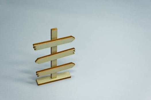 Artistic arrow decoration with three wood arrows right left right photo