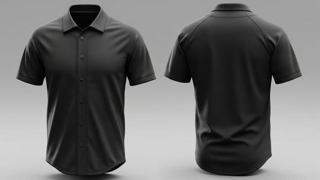 Photorealistic Black Baseball Jersey Mockup with Raglan Sleeves, Front and Back Views photo