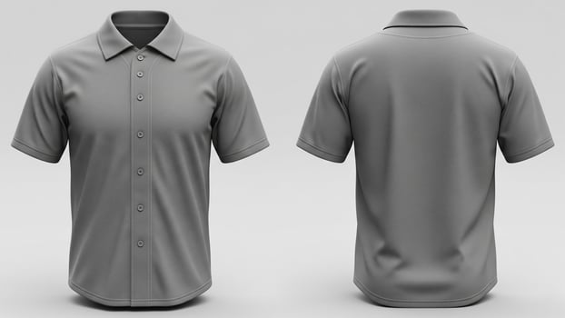 Neutral Gray Polo Shirt Mockup, Front and Back View, High-Resolution photo