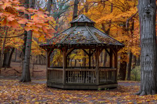 Cozy gazebo inviting visitors in colorful autumn park photo