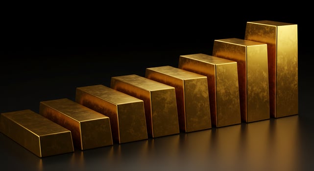 Gold Bar Chart Progress Increasing in Dark Background photo