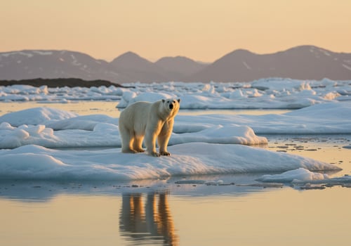 Polar bear on floating ice photo