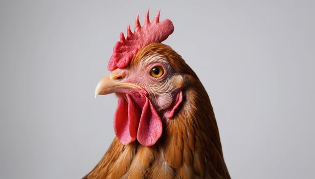 Stately Brown Hen A Hyper-Detailed Studio Portrait with a Vivid Red Comb photo