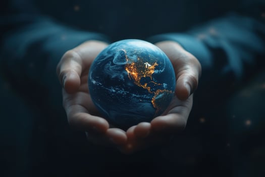 Earth in hands concept of global warming, environmental protection, sustainability, earth protection, earth protection, photo