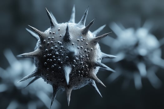 A close up of a virus with spikes photo