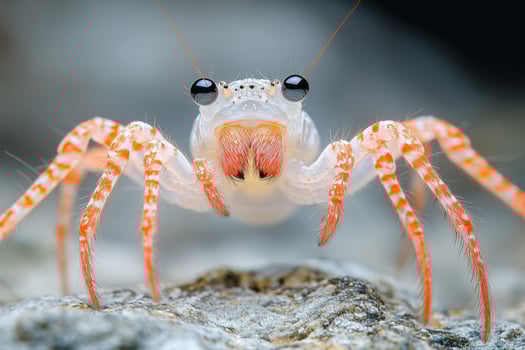 A close up of a crab with large eyes photo