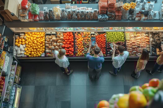 People shopping in a grocery store photo