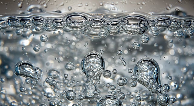 Close Up of Bubbles in Clear Water with Dynamic Movement and Bright Lighting photo