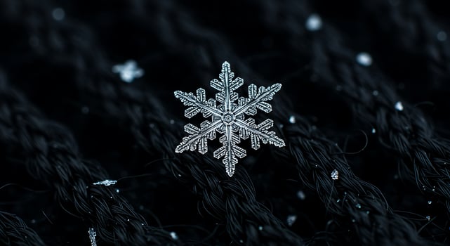 Close Up Snowflake on Dark Textured Background with Blue Highlights for Winter Holiday Design photo