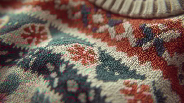 Close-up of a knitted sweater design. photo