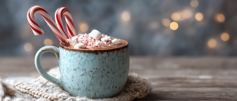 Cozy hot chocolate with festive toppings. photo