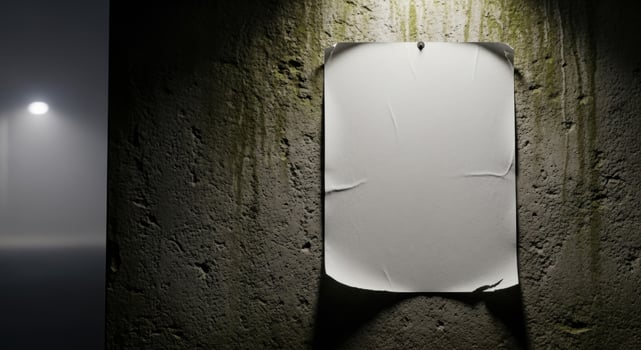 Blank Poster on Grunge Wall with Spotlight photo