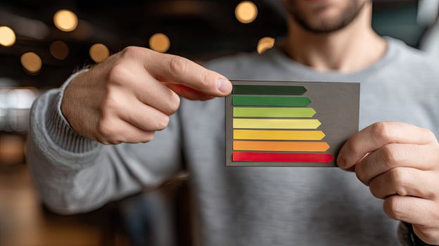 Energy efficiency rating on a card photo